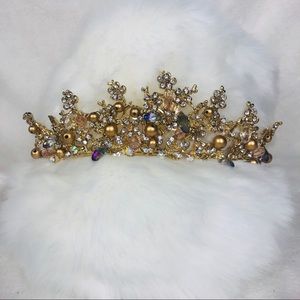 Tiara embellished gold crown.